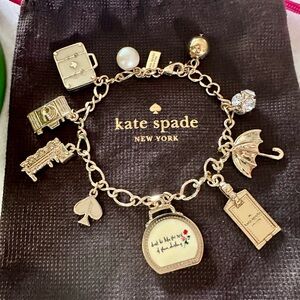 Kate Spade Gold Charm Bracelet with Rare & Unique Charms